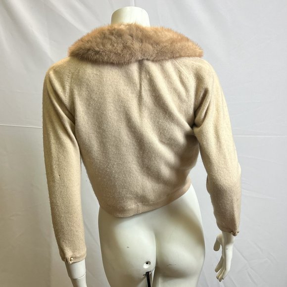 Bernard Altman Cashmere Sweater with Mink Fur Trim - Picture 5 of 10
